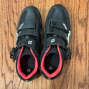 Peloton Black Cycling Shoes with Red Highlights